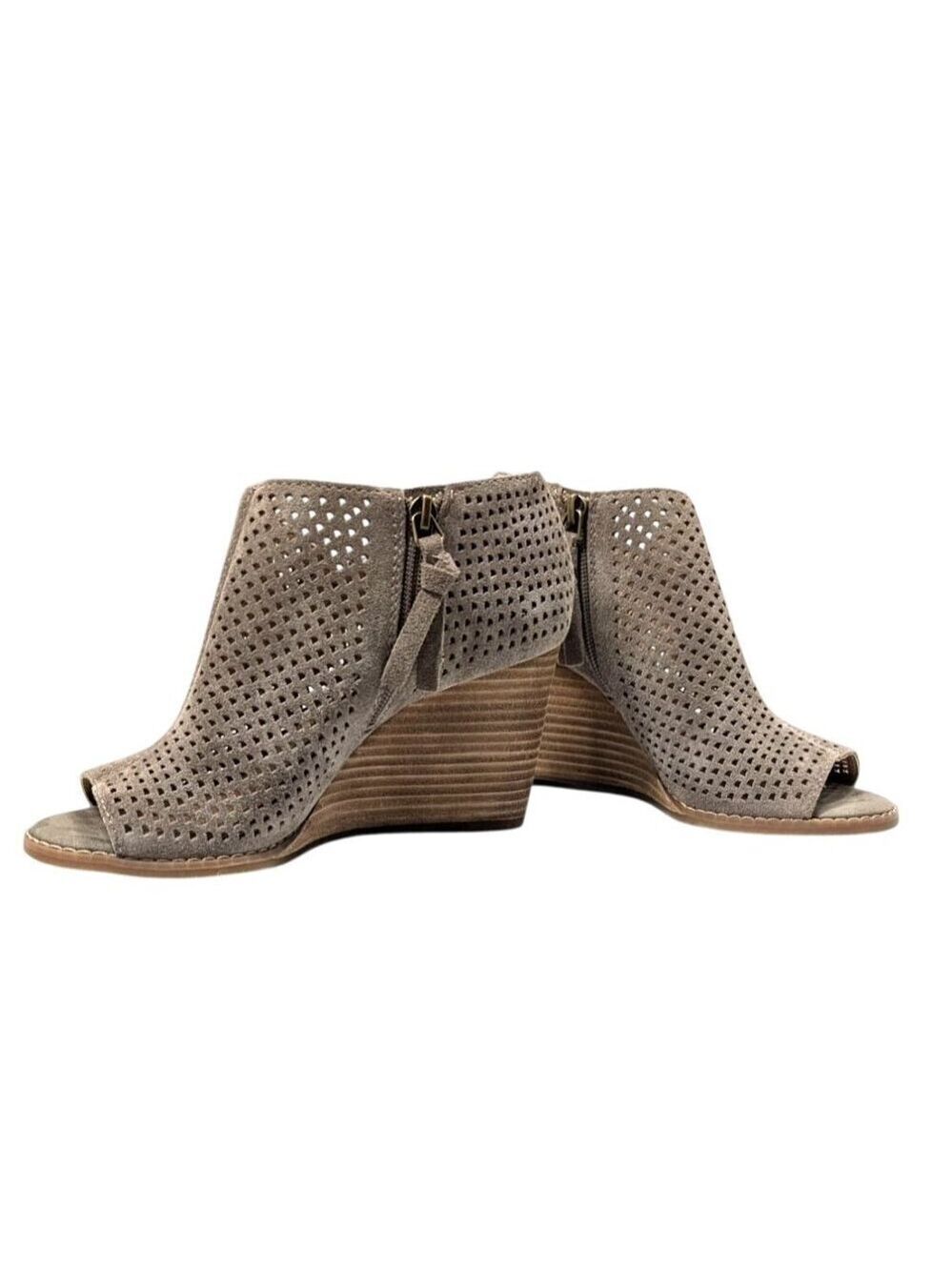 Lucky Brand Womens Brindle Cow Suede Peep-Toe Wedge Ankle Booties Size‎ 7.5M